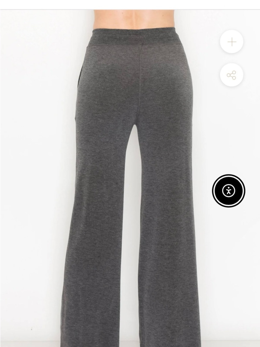 Always Charcoal Gray Wide-Leg Knit Pants - Picture 3 of 9